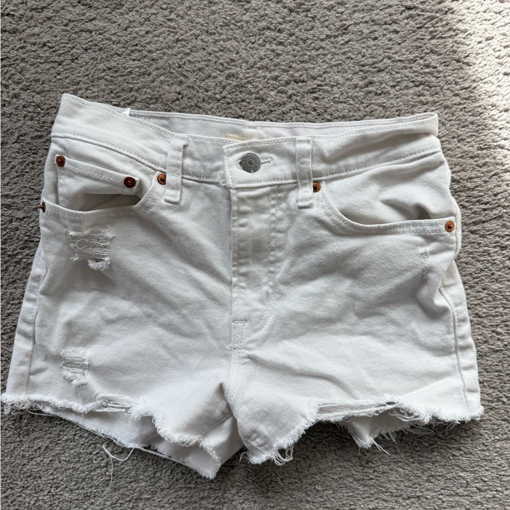 Levi’s White Distressed Denim Shorts